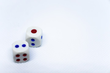 Dice isolated. On white background, lucky number of luck