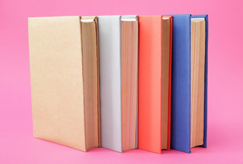 Many books on color background