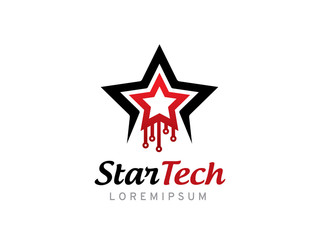 Obraz premium Star technology logo template design, icon, symbol