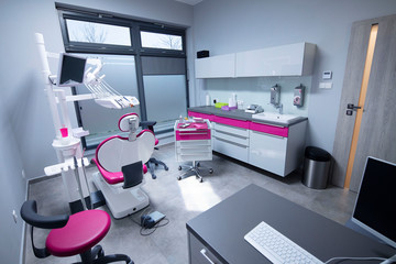 Modern dentists office interior and its equipment.