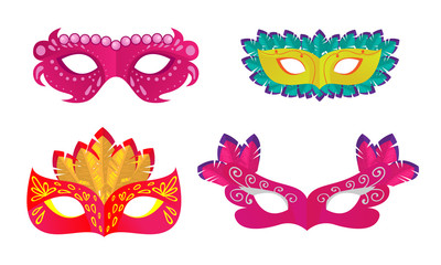 Fototapeta na wymiar Set of masks for carnivals or masquerades costumes vector illustration
