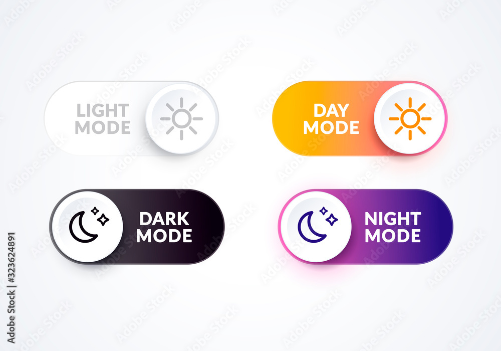 Poster vector illustration day and night mode switch set. simple concept of interface ui symbol. on off or 