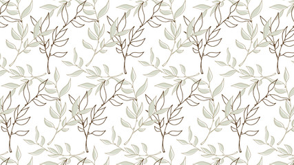 Floral white background with ornament. Leaf pattern.