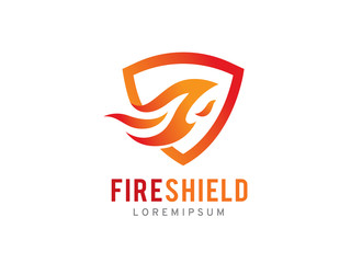 Fire shield logo template design, icon, symbol