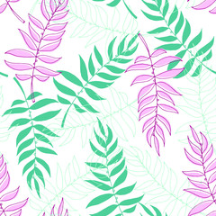 Floral multi-colored background. Seamless leaf pattern.