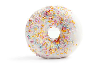 single glazed doughnut isolated on white background