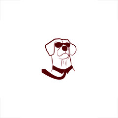 dog logo mascot with sunglasses and collar tie design