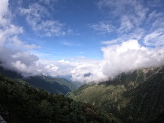 mountains and clouds