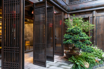 old ancient antique chinese traditional folding door