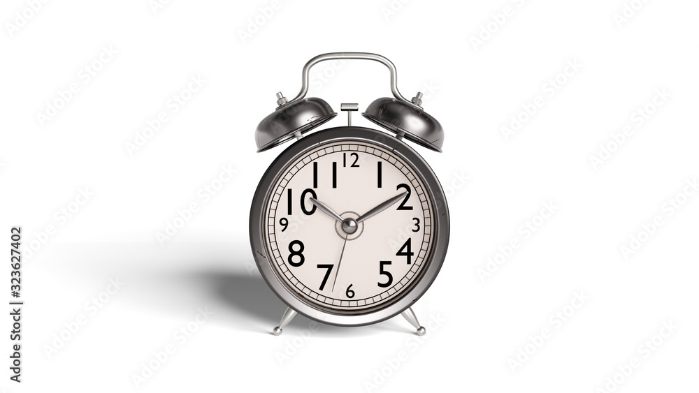 Poster alarm clock antique and old style and there are traces of dirt and rust with clipping path. 3d rende