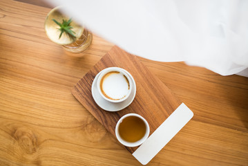 cup of hot coffee and tea