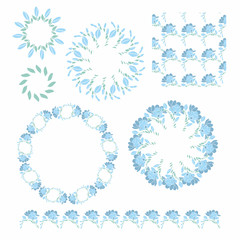 A set of floral ornaments for printing on paper, on fabric. Vector for your compositions.
