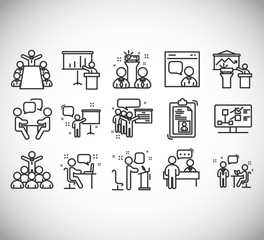 Business presentation line icons. 