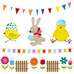 easter card with bunny and eggs