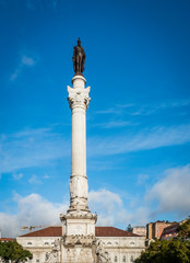 Fototapeta premium Column of Pedro IV at Rossio Square in the city center of Lisbon in Portugal