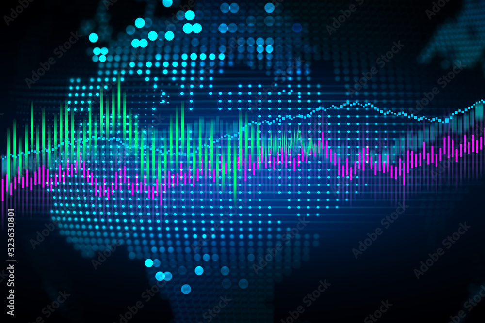 Poster financial forecast chart analyzing. graph reflects data behavior over historic period. statistic res