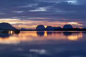 Landscape of twilight before sunrise at Sam Chong Tai