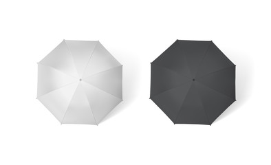 white and black umbrellas isolated on white background  mock up template