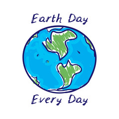 Fototapeta premium Earth day every day. World map. Green silhouettes of continents isolated on white background. Applicable for Banners, Poster. Ecology, pollution of nature. Vector