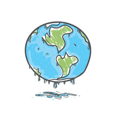 Earth. global warming, melting glaciers. Green silhouettes of continents on a blue background. Applicable for Banners, Poster. Ecology, pollution of nature. Vector