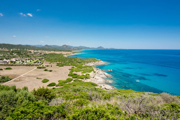 Sardinia. View from Mountain Monte Turno on Costa Rei Beaches.