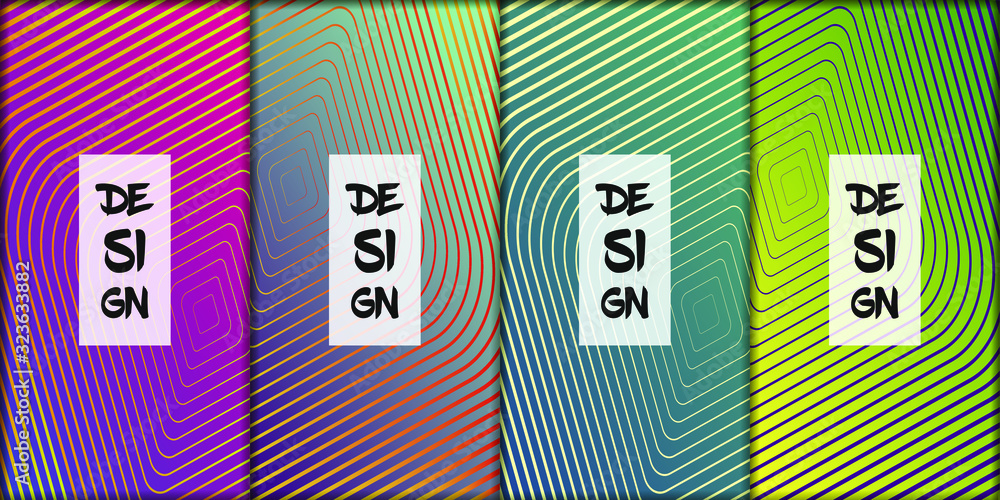 Poster set of modern abstract backgrounds with gradient linear waves. simply geometric template for design