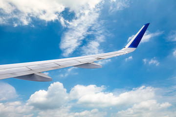 High-altitude airplane and beautiful sky in spring