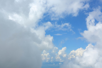 fluffy white cloud moving above dream sky background