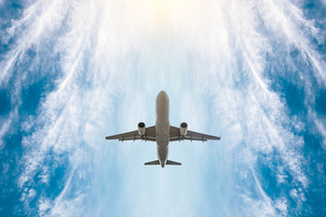 High-altitude airplane and beautiful sky in spring © zhao dongfang