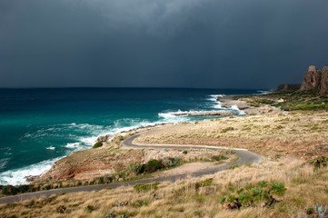 Sicilian coastline before the storm