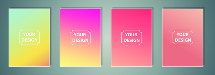 Simple modern color cover design. Set of abstract gradients textures. Background for banner, flyer, business card, poster, wallpaper, brochure, smartphone screen, mobile app.