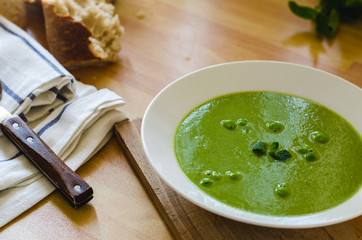A Bowl of Green Pea and Mint Soup