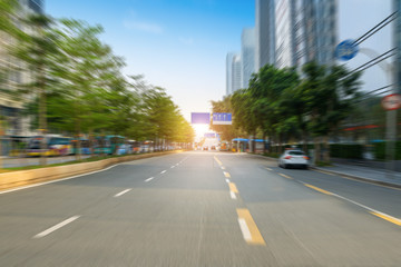 empty highway with cityscape and skyline of shenzhen,China