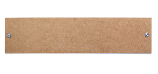 wooden nameplate or wall sign isolated at white