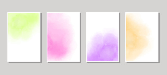 Set of cards with watercolor blots. Vector illustration