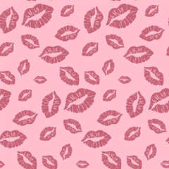 Geometric seamless pattern background with lips. monochrome vector illustration. - 323639630