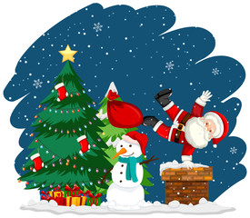 Christmas theme with Santa and snowman