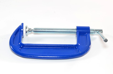 Blue G clamp on white background
