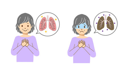 シニア女性　肺炎