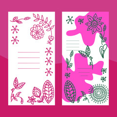 postcard line vector flowers, leafs