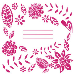 postcard line vector flowers leaf