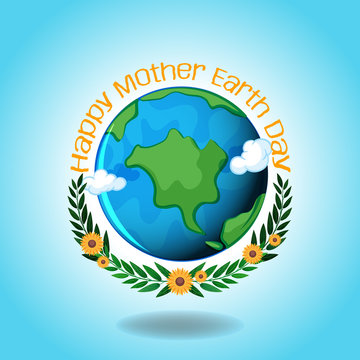Happy mother earth day with earth and blue sky