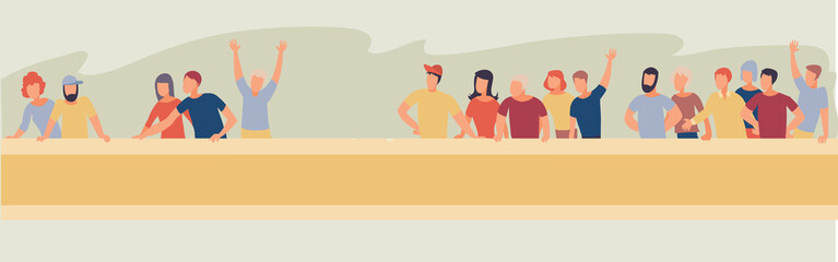 tribune with people who worry and support athletes during the competition,