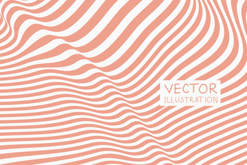 Design coral waving lines illusion background. Abstract stripe distortion backdrop. Zebra style decoration.