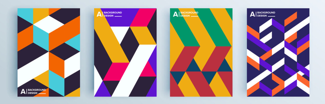 Modern abstract covers set, minimal covers design. Colorful geometric background, vector illustration.