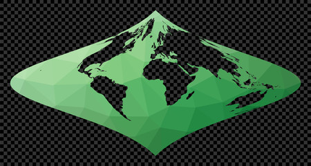 Abstract digital map of the world. Foucault projection. Polygonal map of the world on a transparent background. Stencil shape geometric globe. Charming vector illustration.