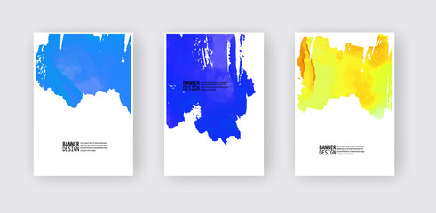 Abstract watercolor color design banner set. Vector