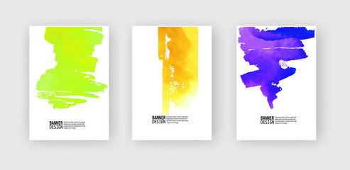 Abstract watercolor color design banner set. Vector