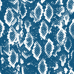 Snake skin scales texture. Seamless pattern Navy blue white background. simple ornament, fashion print and trend of the season Can be used for Gift wrap, fabrics, wallpapers. Vector