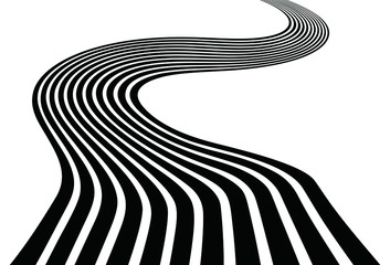 Abstract vector river for banners, sites, posters, business cards, stickers, covers, prints on clothes. Black and white illustration.